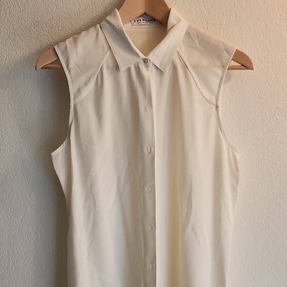 Everlane Women's White Sleeveless Blouse